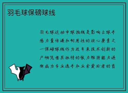 羽毛球保磅球线